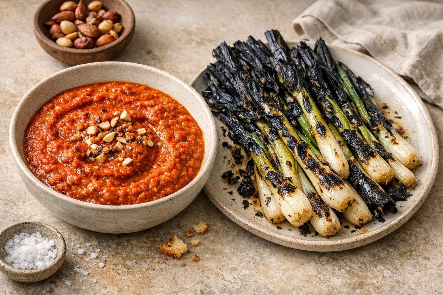 Mediterranean Romesco with Charred Spring Onions