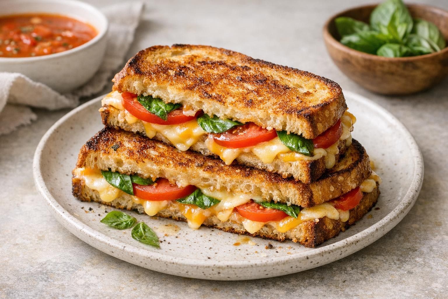 Tomato Basil Grilled Cheese