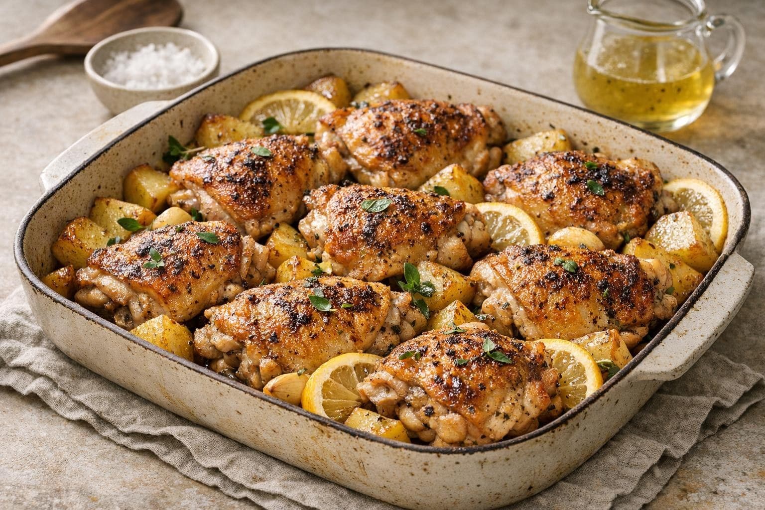 Lemon Herb Roast Chicken Thighs
