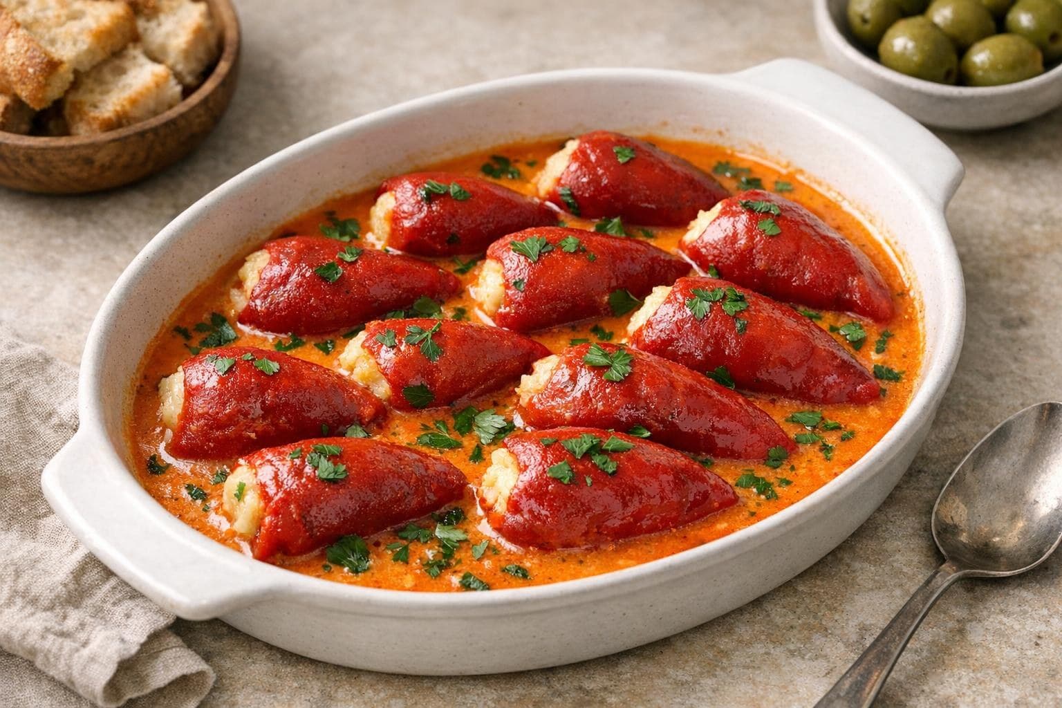 Mediterranean Stuffed Piquillo Peppers with Salt Cod