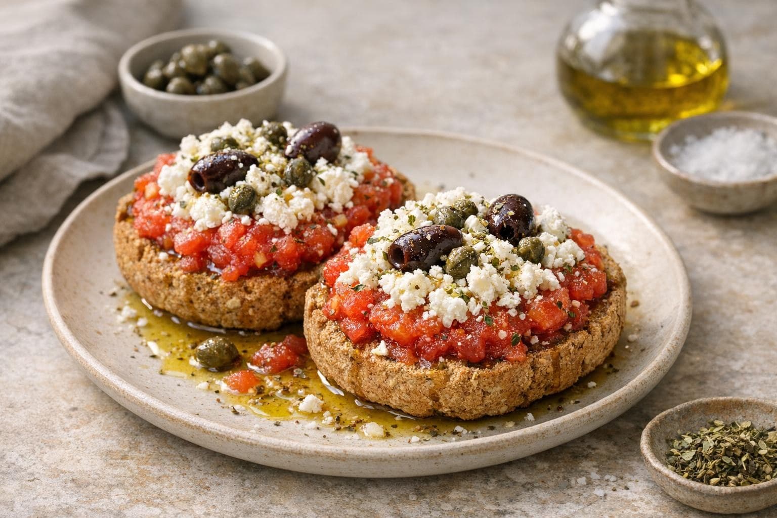Dakos (Cretan Barley Rusk Salad)