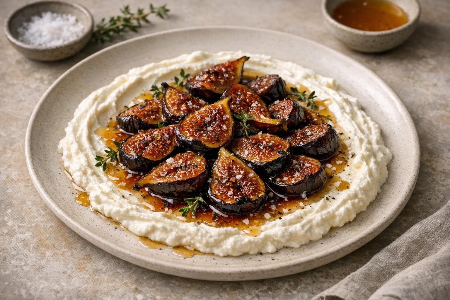 Honey-Roasted Figs with Whipped Ricotta and Thyme