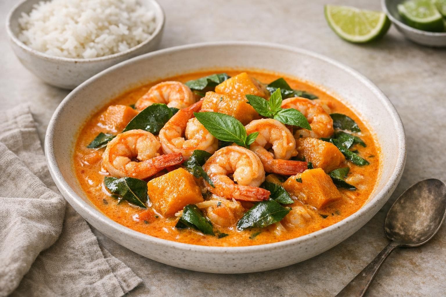 Thai Red Curry with Shrimp and Pumpkin