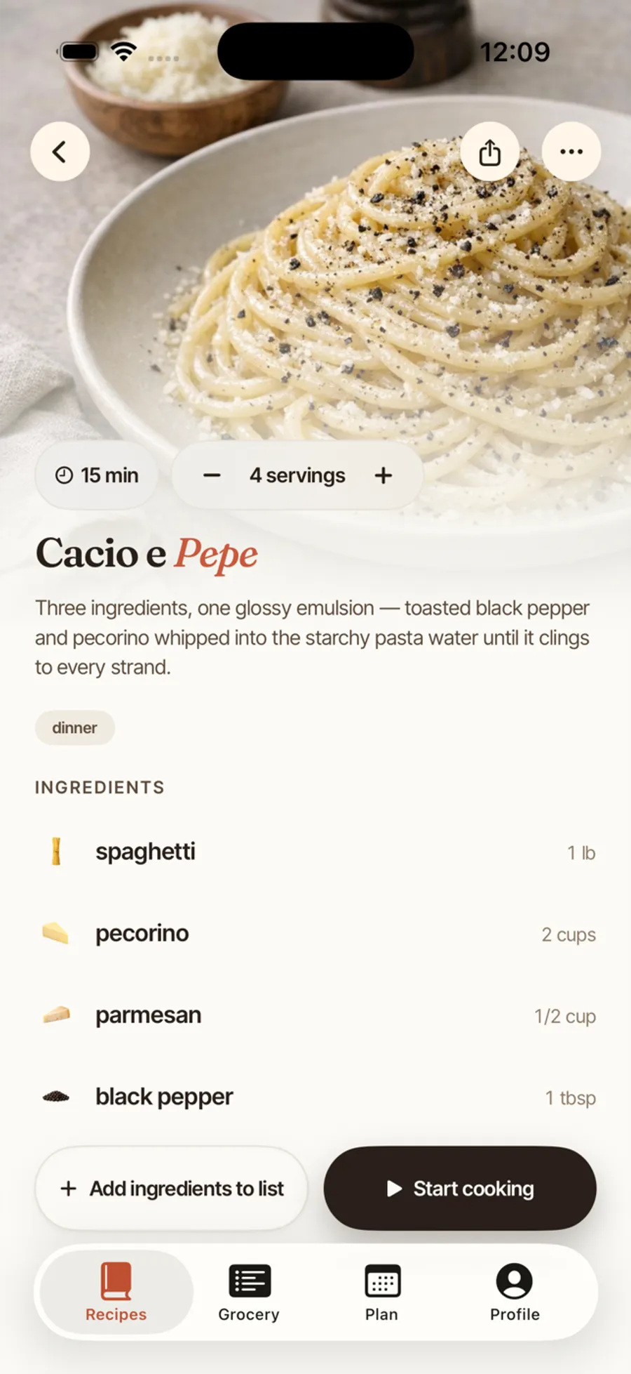A parsed TikTok recipe card in Hearth